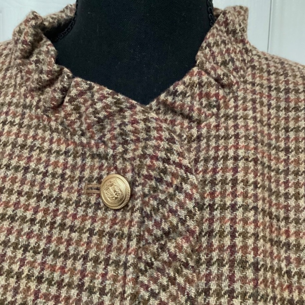 Talbots Autumn Checks Women’s Ruffle Collar Button Front Blazer in 16 - Picture 2 of 7